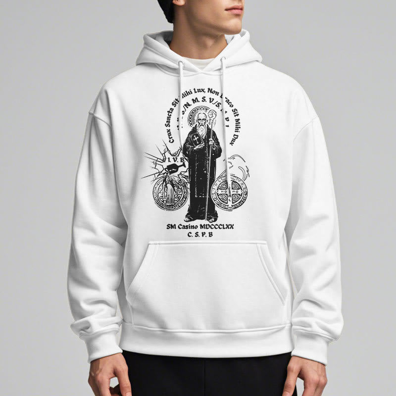 Christiandiscipleshop Classic Style St. Benedict Figure Fleece Lined Polyester Hoodie