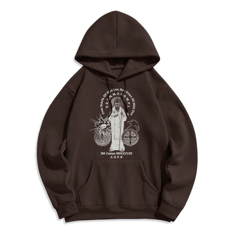 Christiandiscipleshop Classic Style St. Benedict Figure Fleece Lined Polyester Hoodie