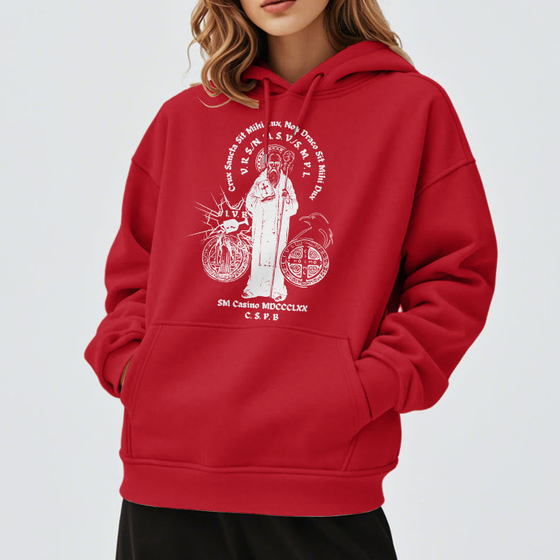 Christiandiscipleshop Classic Style St. Benedict Figure Fleece Lined Polyester Hoodie