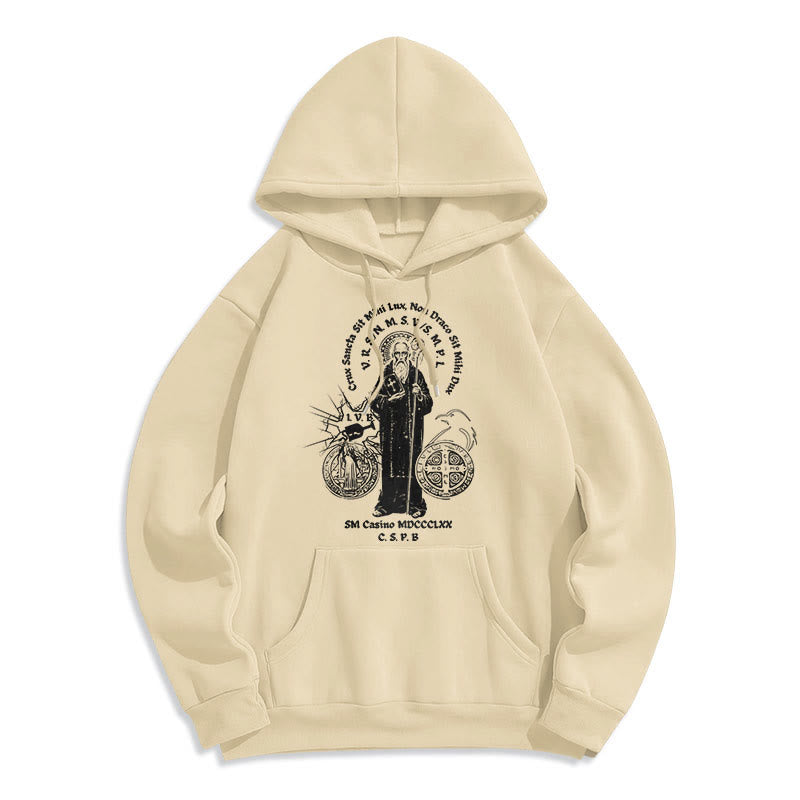 Christiandiscipleshop Classic Style St. Benedict Figure Fleece Lined Polyester Hoodie