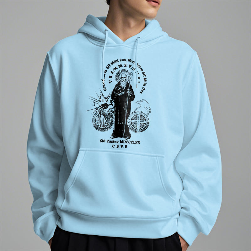 Christiandiscipleshop Classic Style St. Benedict Figure Fleece Lined Polyester Hoodie