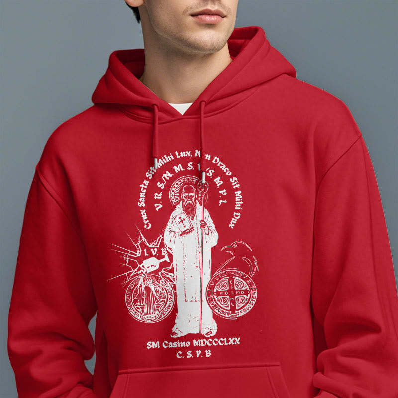 Christiandiscipleshop Classic Style St. Benedict Figure Fleece Lined Polyester Hoodie