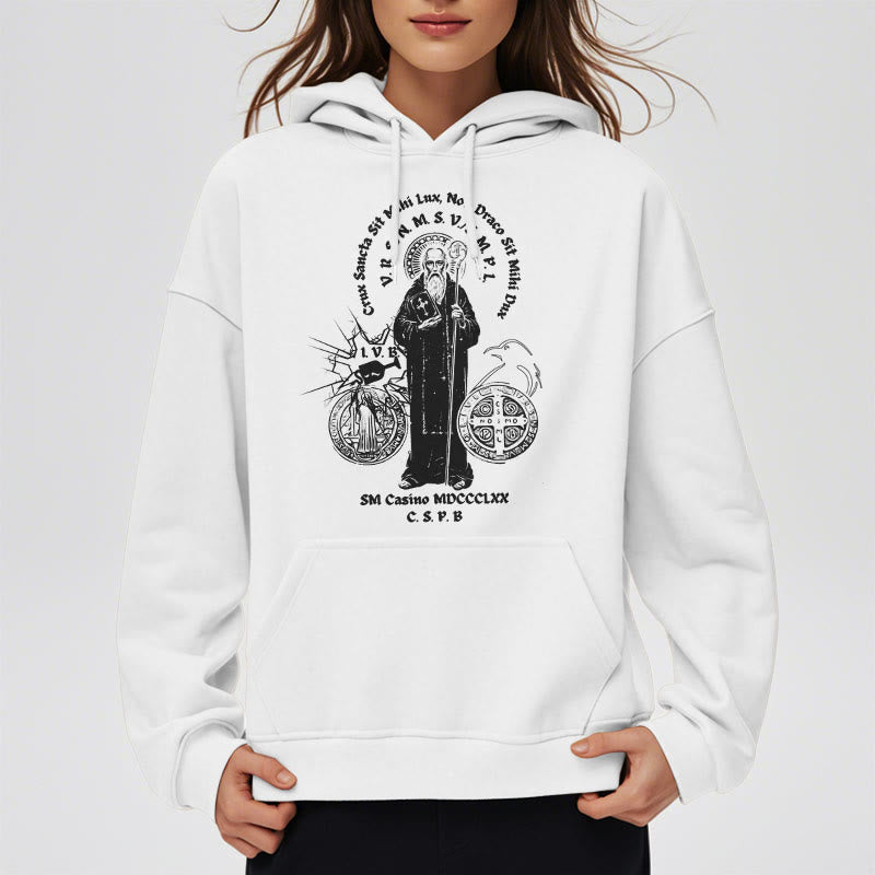 Christiandiscipleshop Classic Style St. Benedict Figure Fleece Lined Polyester Hoodie