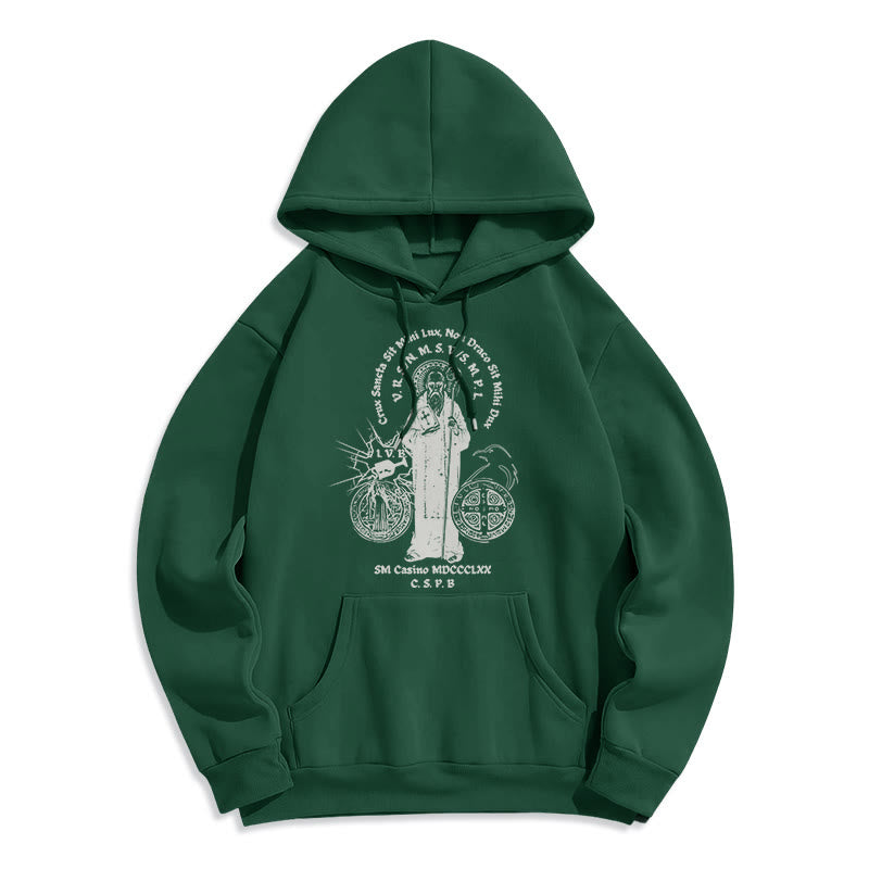 Christiandiscipleshop Classic Style St. Benedict Figure Fleece Lined Polyester Hoodie