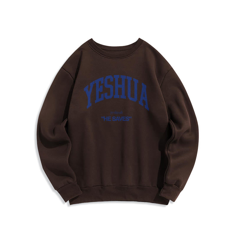 Christiandiscipleshop Classic Style Yeshua He Saves Fleece Lined Polyester Sweatshirt
