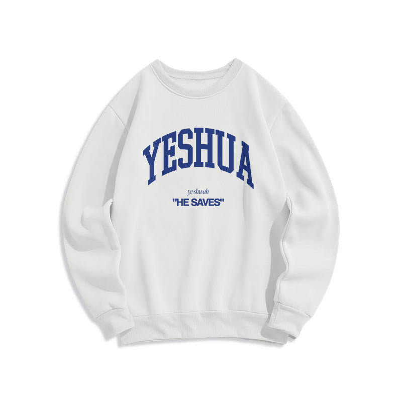 Christiandiscipleshop Classic Style Yeshua He Saves Fleece Lined Polyester Sweatshirt