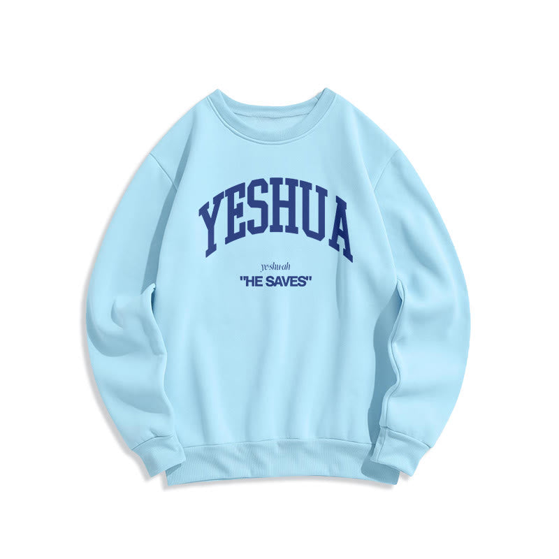 Christiandiscipleshop Classic Style Yeshua He Saves Fleece Lined Polyester Sweatshirt