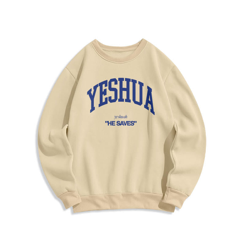 Christiandiscipleshop Classic Style Yeshua He Saves Fleece Lined Polyester Sweatshirt
