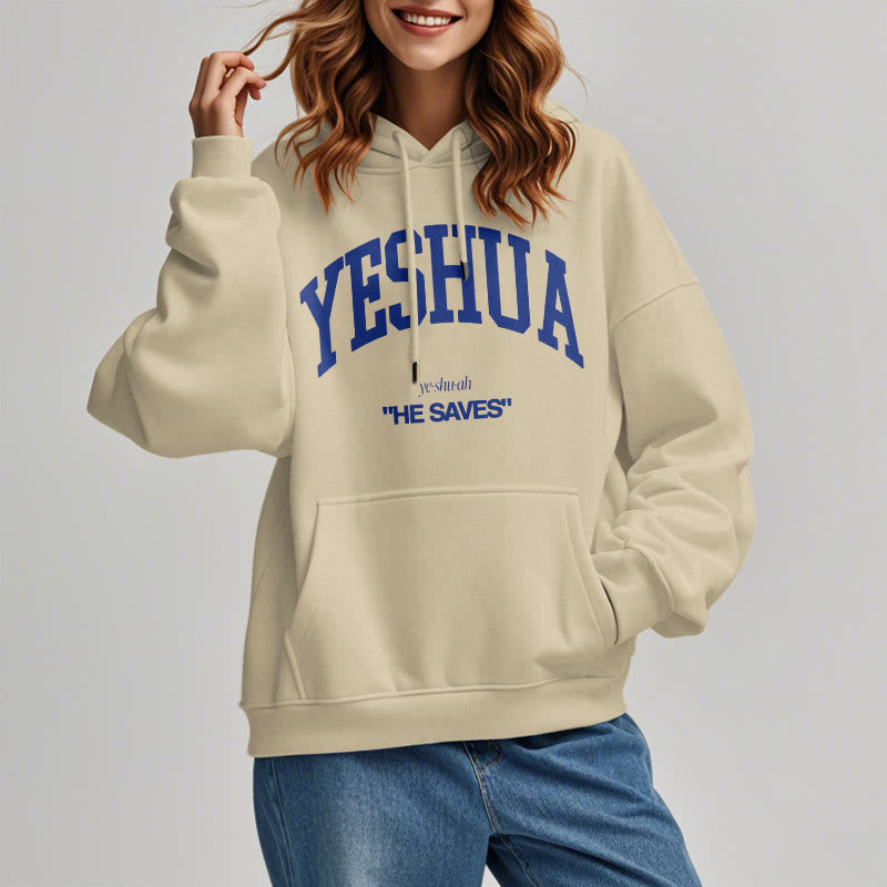 Christiandiscipleshop Classic Style Yeshua He Saves Fleece Lined Polyester Hoodie
