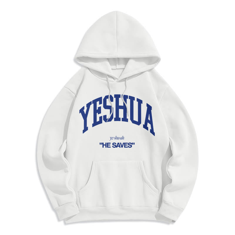 Christiandiscipleshop Classic Style Yeshua He Saves Fleece Lined Polyester Hoodie