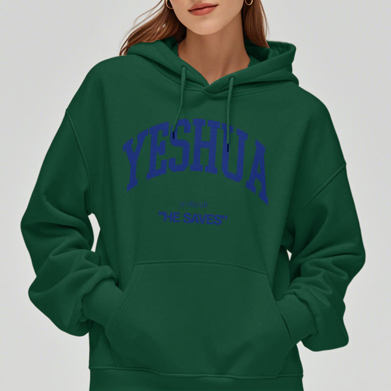 Christiandiscipleshop Classic Style Yeshua He Saves Fleece Lined Polyester Hoodie