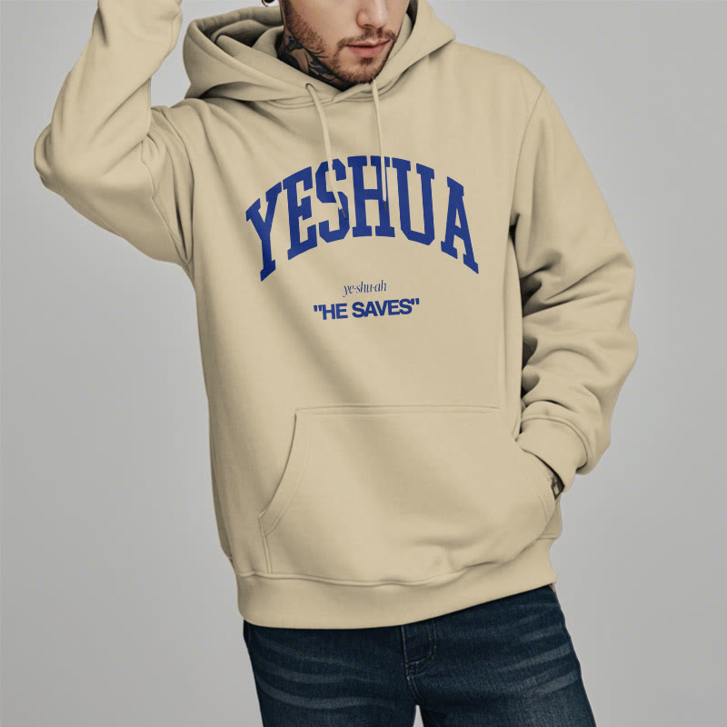 Christiandiscipleshop Classic Style Yeshua He Saves Fleece Lined Polyester Hoodie