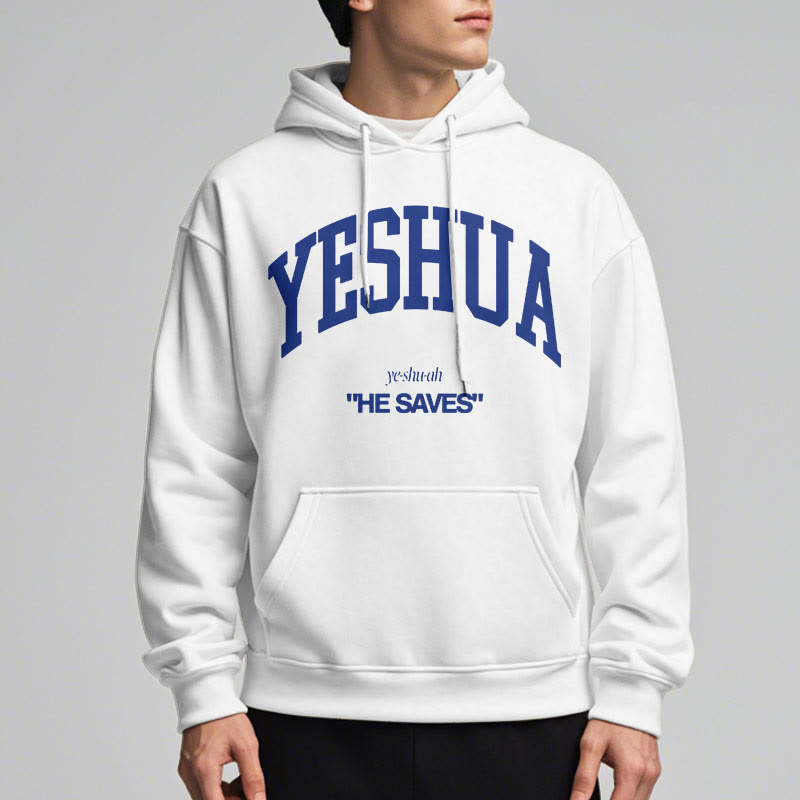 Christiandiscipleshop Classic Style Yeshua He Saves Fleece Lined Polyester Hoodie