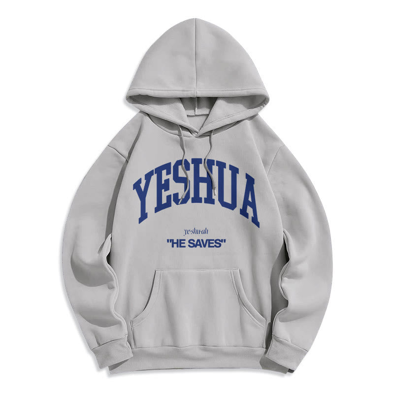 Christiandiscipleshop Classic Style Yeshua He Saves Fleece Lined Polyester Hoodie