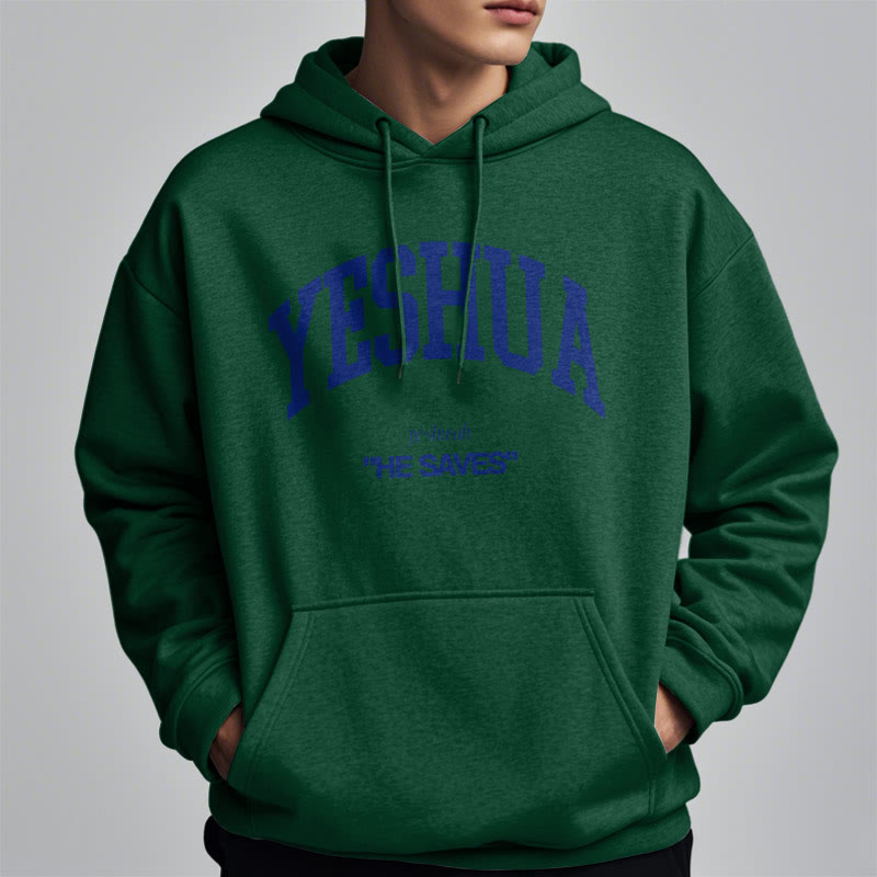 Christiandiscipleshop Classic Style Yeshua He Saves Fleece Lined Polyester Hoodie