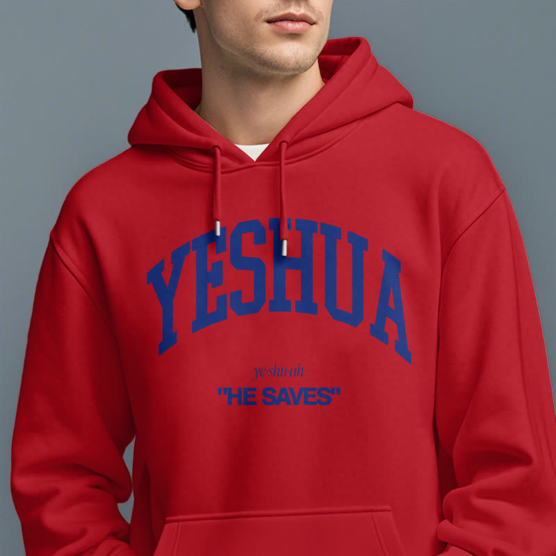 Christiandiscipleshop Classic Style Yeshua He Saves Fleece Lined Polyester Hoodie