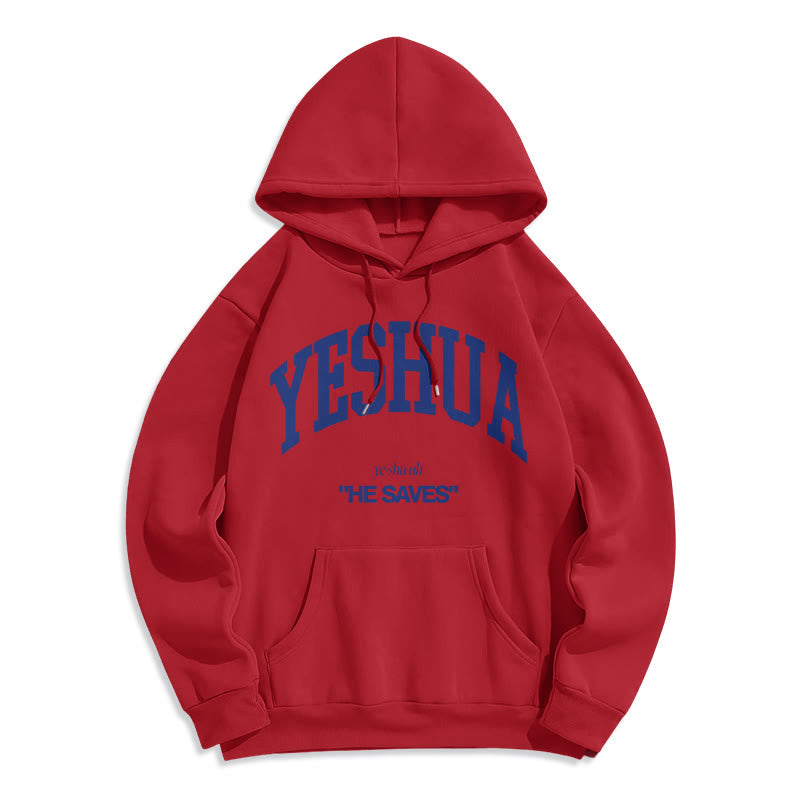 Christiandiscipleshop Classic Style Yeshua He Saves Fleece Lined Polyester Hoodie