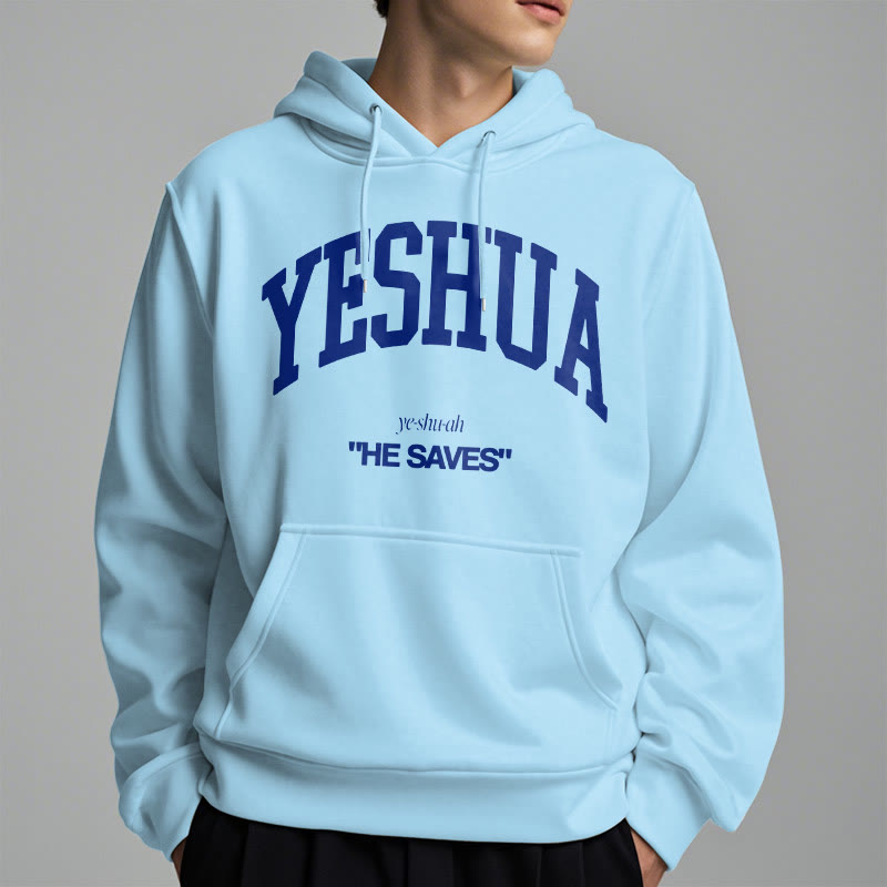 Christiandiscipleshop Classic Style Yeshua He Saves Fleece Lined Polyester Hoodie