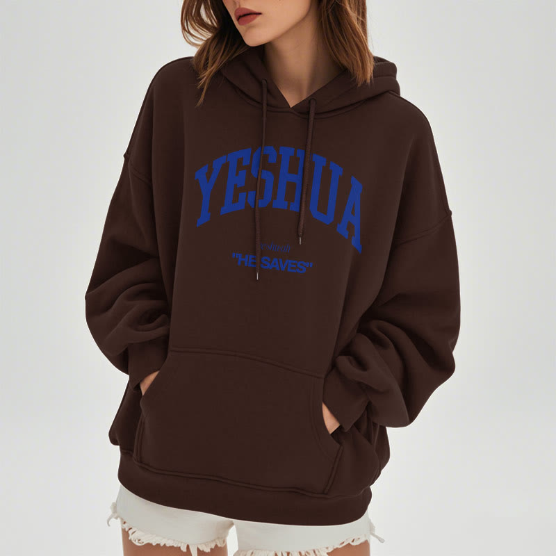 Christiandiscipleshop Classic Style Yeshua He Saves Fleece Lined Polyester Hoodie