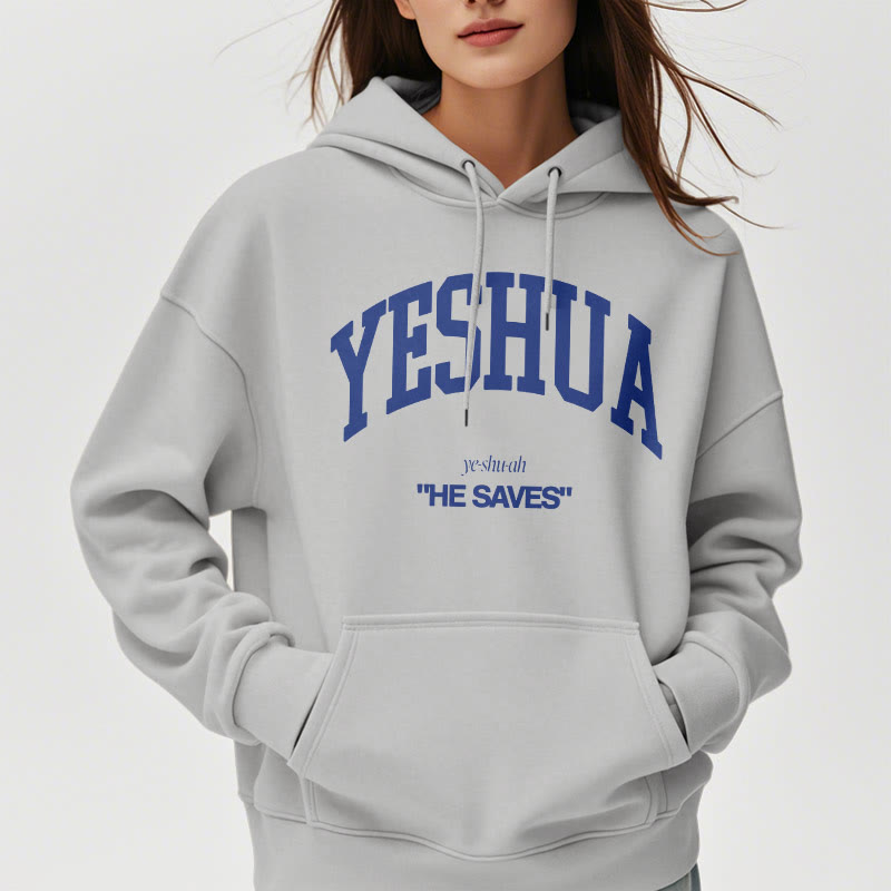 Christiandiscipleshop Classic Style Yeshua He Saves Fleece Lined Polyester Hoodie