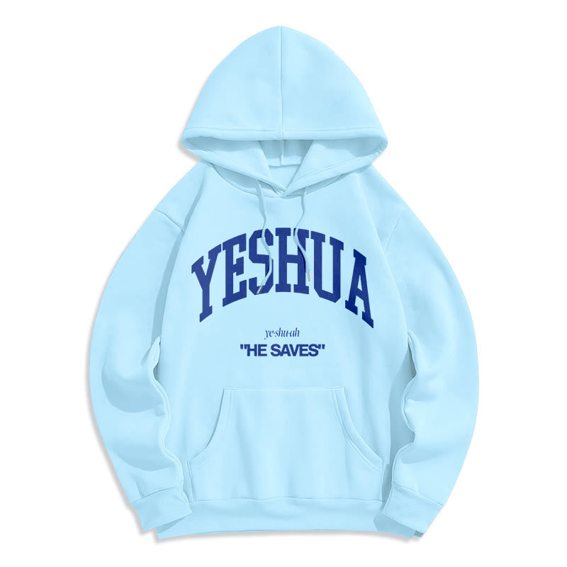 Christiandiscipleshop Classic Style Yeshua He Saves Fleece Lined Polyester Hoodie