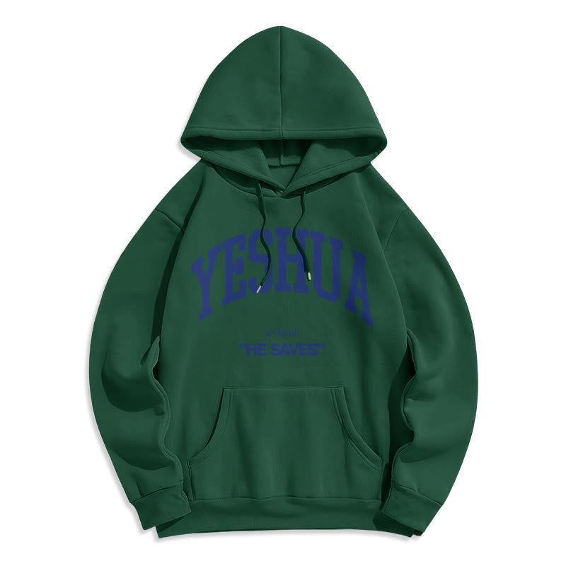 Christiandiscipleshop Classic Style Yeshua He Saves Fleece Lined Polyester Hoodie