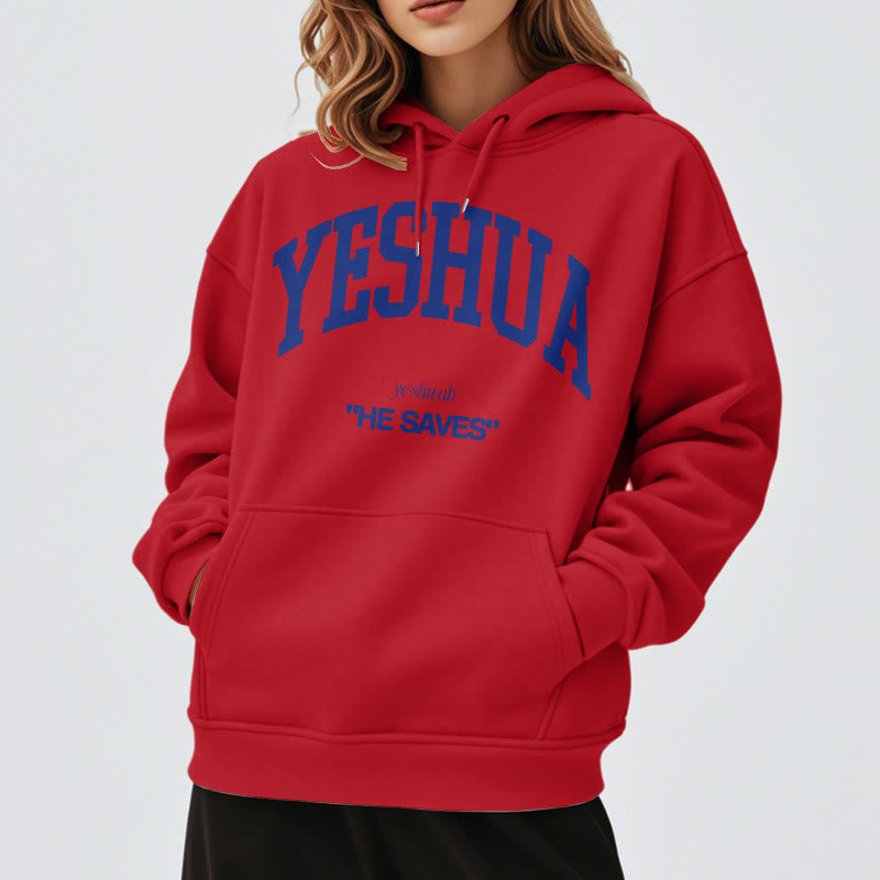 Christiandiscipleshop Classic Style Yeshua He Saves Fleece Lined Polyester Hoodie