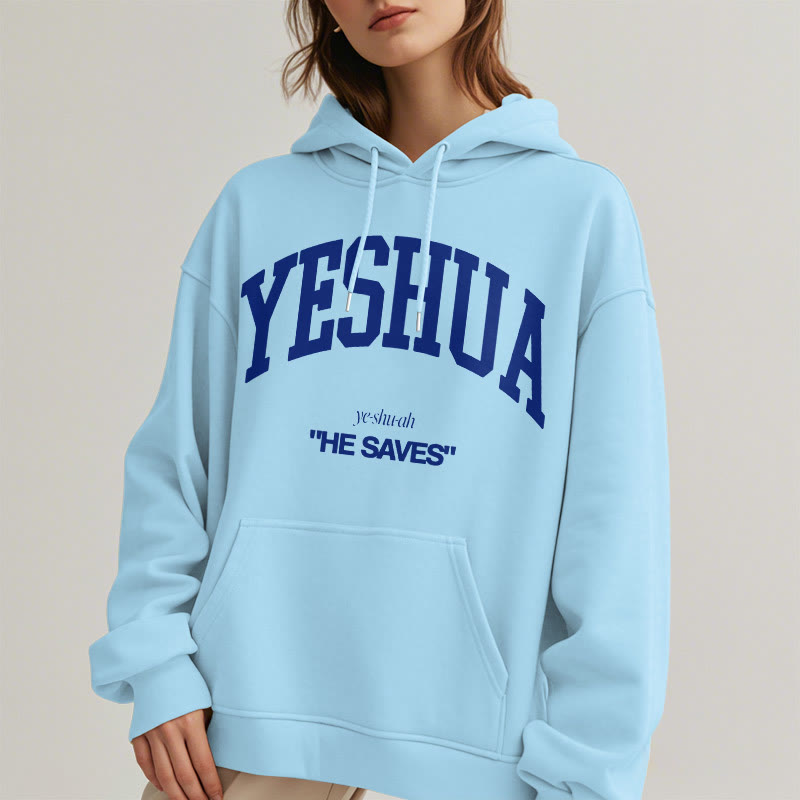 Christiandiscipleshop Classic Style Yeshua He Saves Fleece Lined Polyester Hoodie