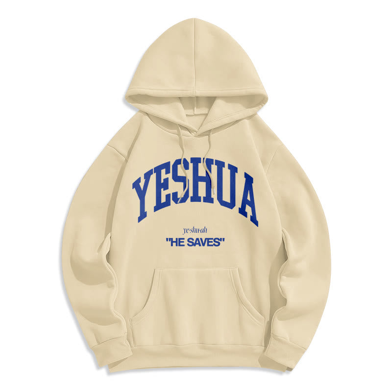 Christiandiscipleshop Classic Style Yeshua He Saves Fleece Lined Polyester Hoodie