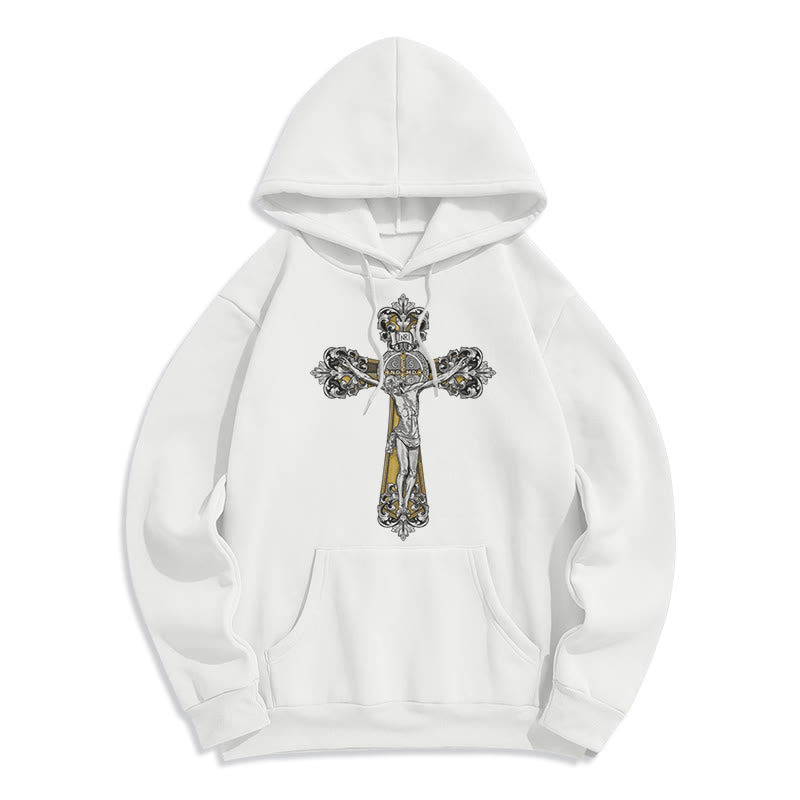 Christiandiscipleshop Classic Style St. Benedict Cruxifix Faith Fleece Lined Polyester Hoodie