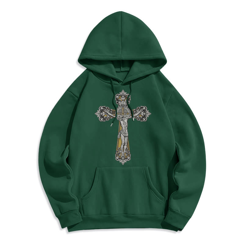 Christiandiscipleshop Classic Style St. Benedict Cruxifix Faith Fleece Lined Polyester Hoodie