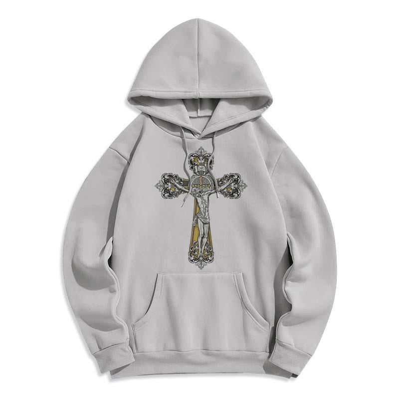 Christiandiscipleshop Classic Style St. Benedict Cruxifix Faith Fleece Lined Polyester Hoodie