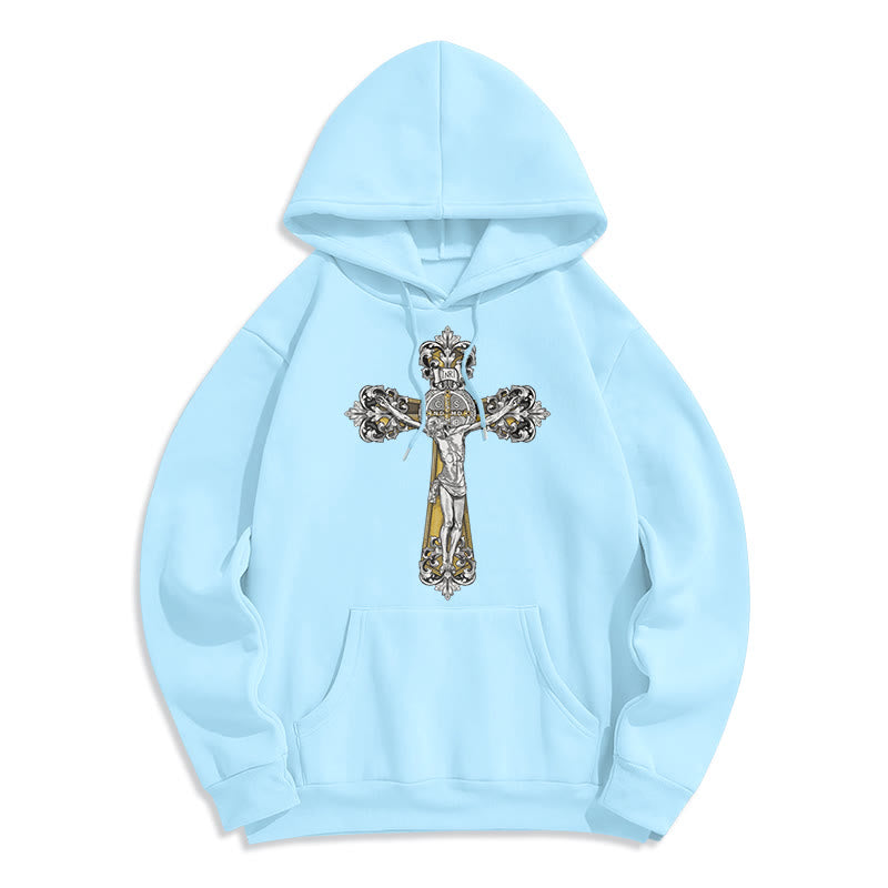 Christiandiscipleshop Classic Style St. Benedict Cruxifix Faith Fleece Lined Polyester Hoodie