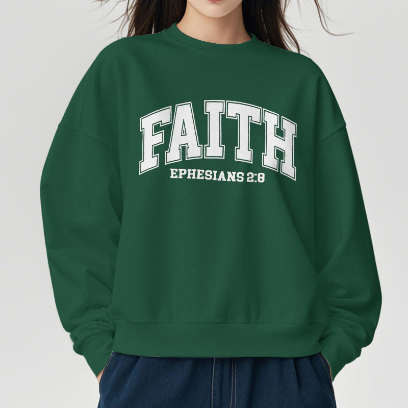 christiandiscipleshop Modern Style Faith Ephesians 2 : 8 Fleece Lined Polyester Sweatshirt