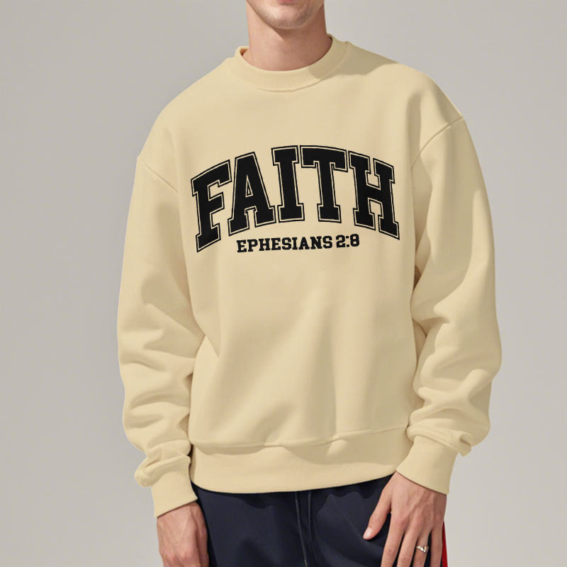 christiandiscipleshop Modern Style Faith Ephesians 2 : 8 Fleece Lined Polyester Sweatshirt