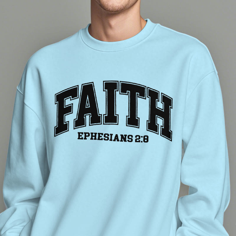 christiandiscipleshop Modern Style Faith Ephesians 2 : 8 Fleece Lined Polyester Sweatshirt