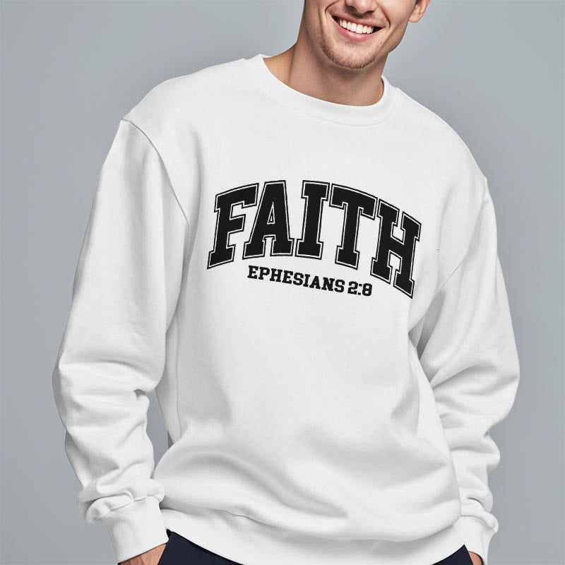 christiandiscipleshop Modern Style Faith Ephesians 2 : 8 Fleece Lined Polyester Sweatshirt