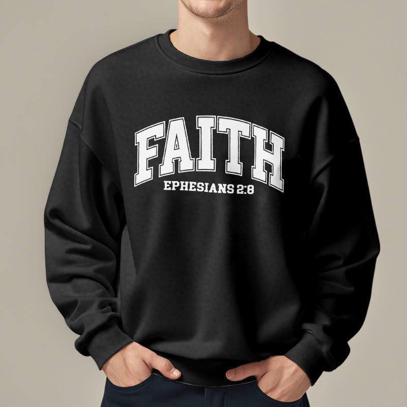 christiandiscipleshop Modern Style Faith Ephesians 2 : 8 Fleece Lined Polyester Sweatshirt
