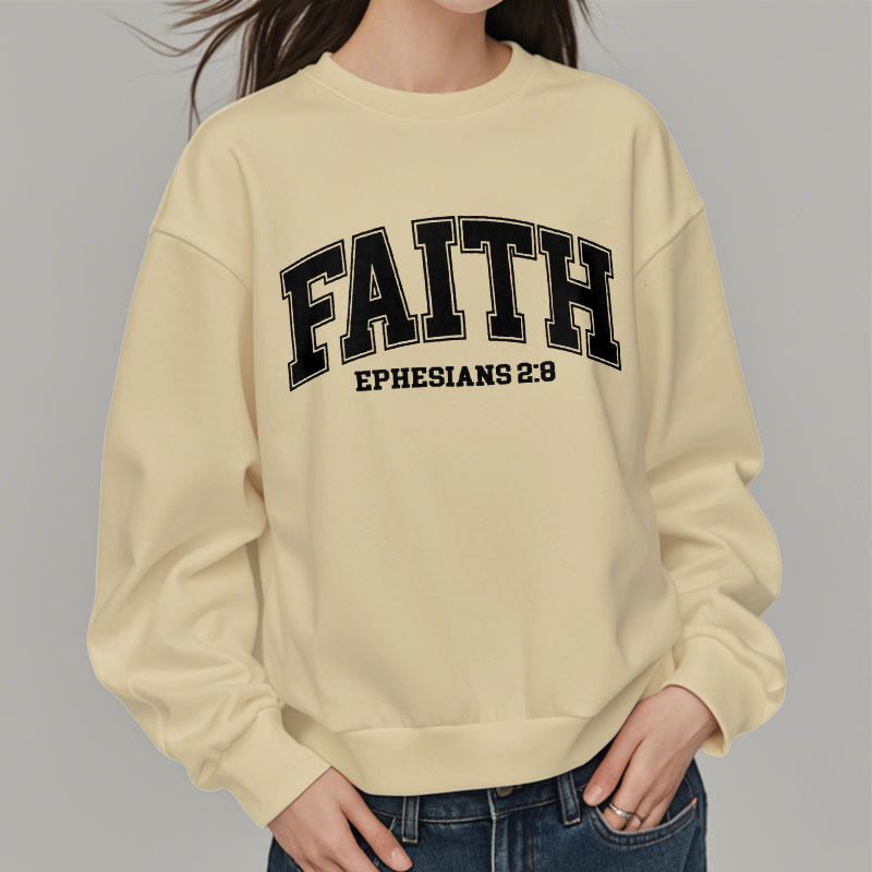 christiandiscipleshop Modern Style Faith Ephesians 2 : 8 Fleece Lined Polyester Sweatshirt