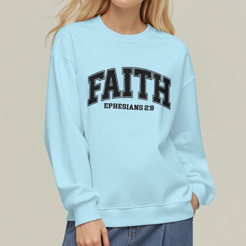 christiandiscipleshop Modern Style Faith Ephesians 2 : 8 Fleece Lined Polyester Sweatshirt