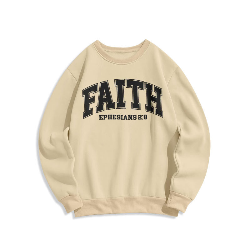 christiandiscipleshop Modern Style Faith Ephesians 2 : 8 Fleece Lined Polyester Sweatshirt