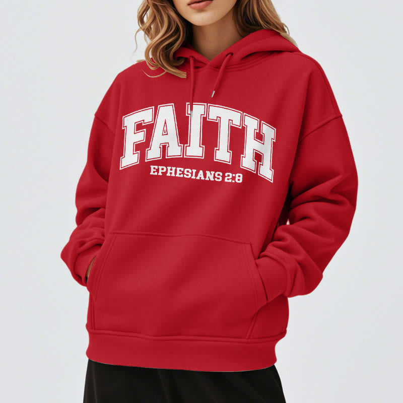 christiandiscipleshop Modern Style Faith Ephesians 2 : 8 Fleece Lined Polyester Hoodie