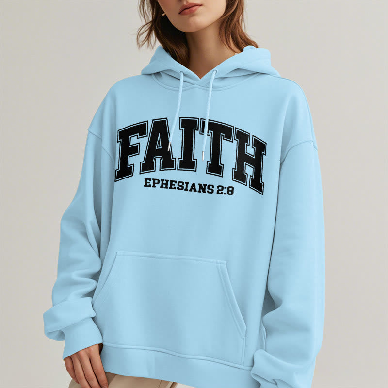 christiandiscipleshop Modern Style Faith Ephesians 2 : 8 Fleece Lined Polyester Hoodie