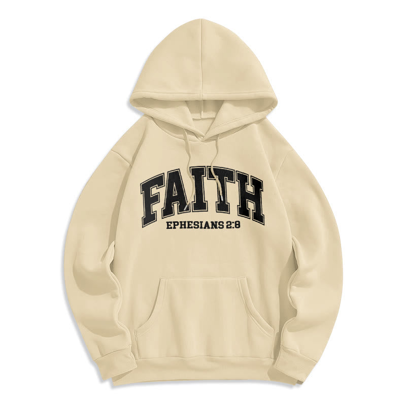 christiandiscipleshop Modern Style Faith Ephesians 2 : 8 Fleece Lined Polyester Hoodie