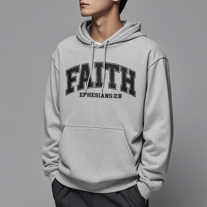 christiandiscipleshop Modern Style Faith Ephesians 2 : 8 Fleece Lined Polyester Hoodie