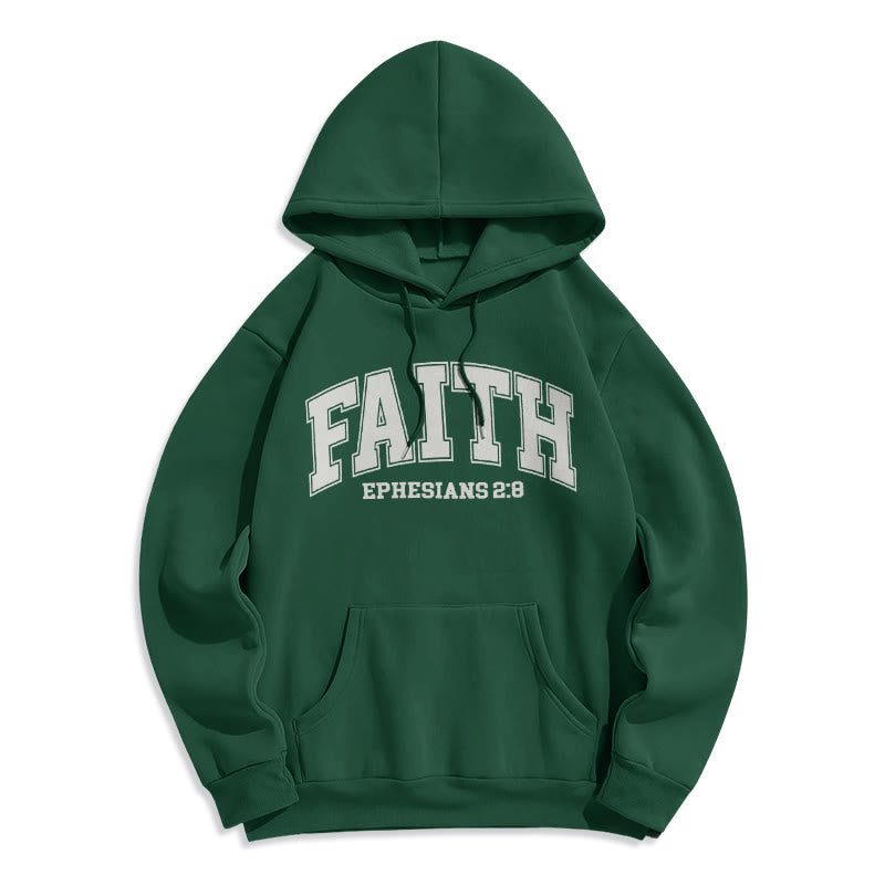 christiandiscipleshop Modern Style Faith Ephesians 2 : 8 Fleece Lined Polyester Hoodie