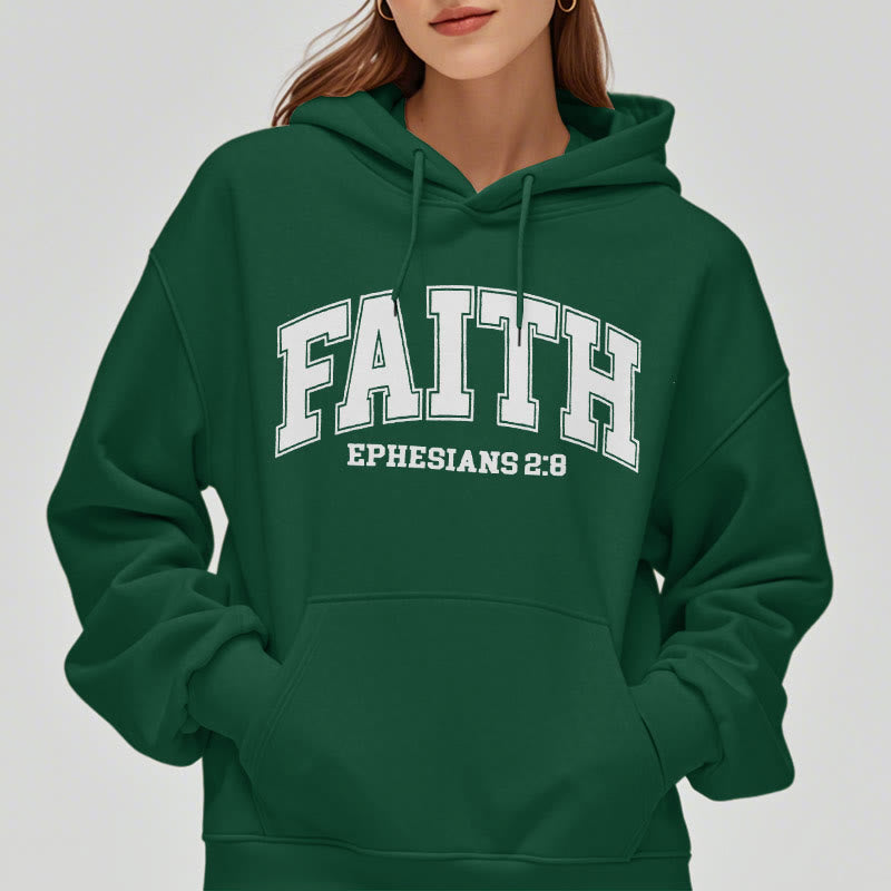 christiandiscipleshop Modern Style Faith Ephesians 2 : 8 Fleece Lined Polyester Hoodie