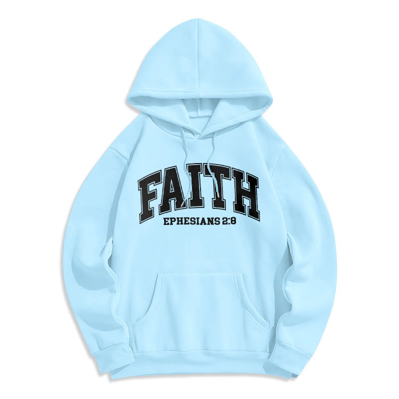 christiandiscipleshop Modern Style Faith Ephesians 2 : 8 Fleece Lined Polyester Hoodie