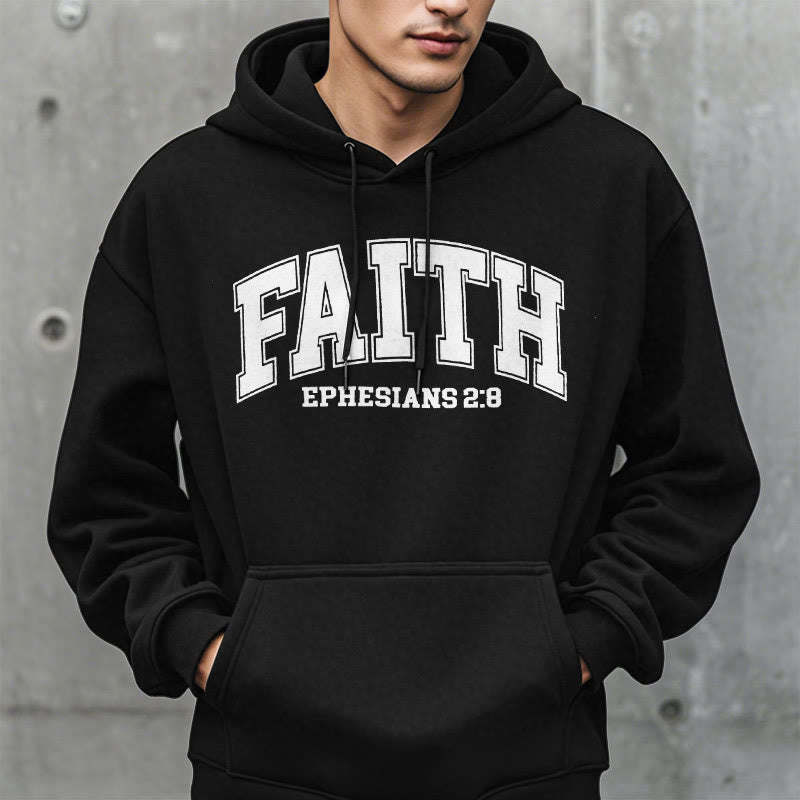 christiandiscipleshop Modern Style Faith Ephesians 2 : 8 Fleece Lined Polyester Hoodie
