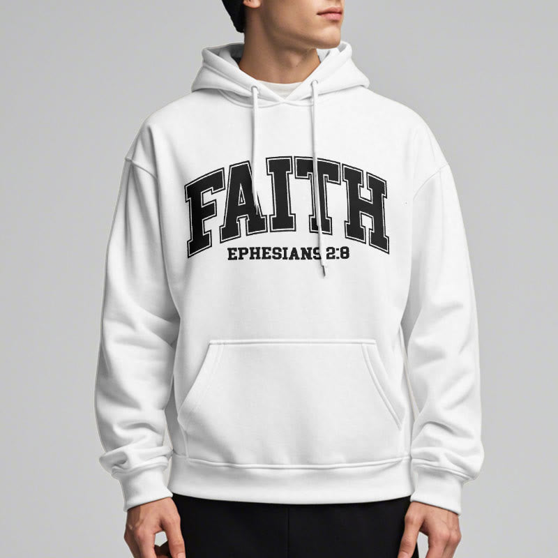 christiandiscipleshop Modern Style Faith Ephesians 2 : 8 Fleece Lined Polyester Hoodie